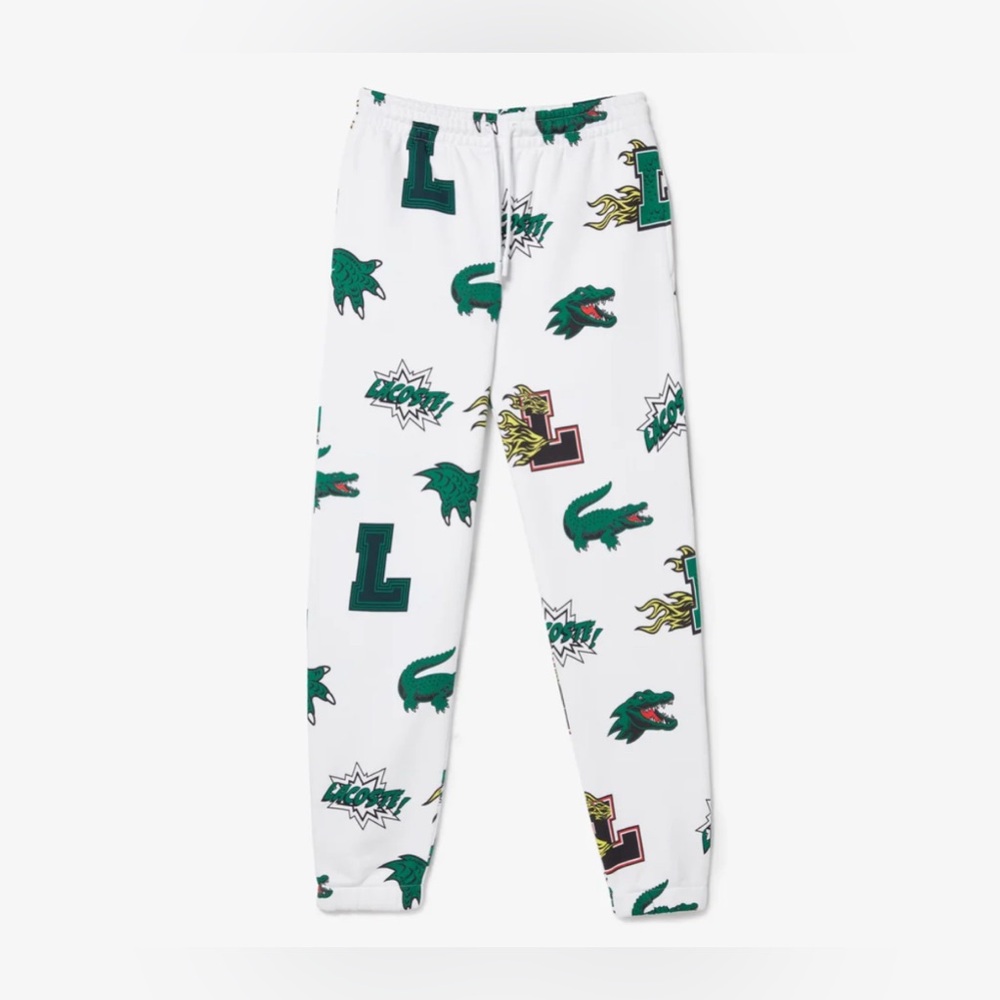LACOSTE WOMENS All-over Seasonal Print Sweatpants (White)
